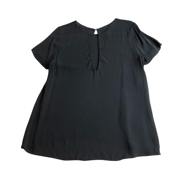 Babaton Wilfred Black Silk Short Sleeve Hogh Low Top Size Large - Picture 3 of 3